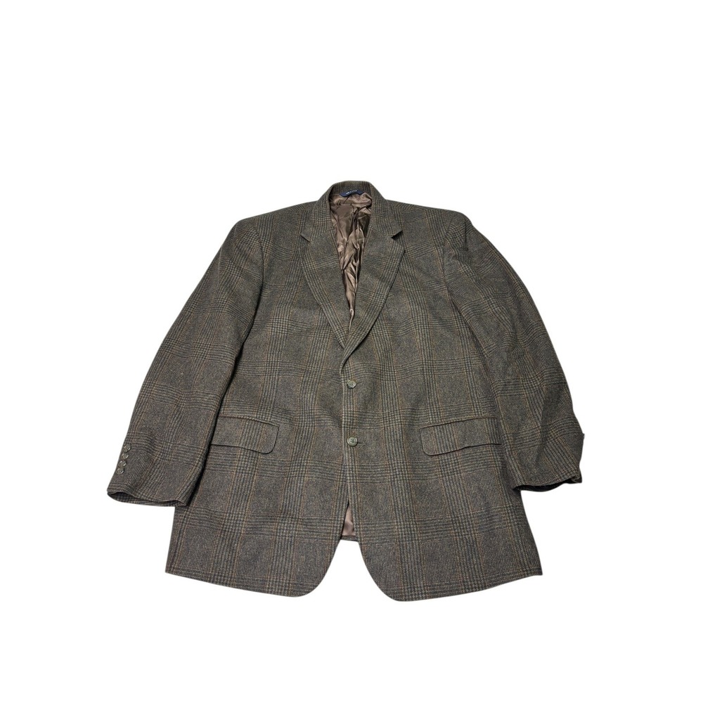 Brooks Brothers Camel Hair Blazer Jacket 44R Plaid Wool Blend Sport Coat Mens